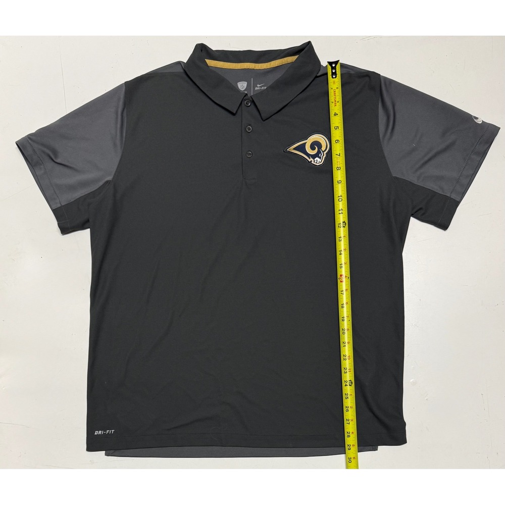 Nike Dri-FIT NFL Training Los Angeles Rams Polo Shirt Mens XXL Grey Short Sleeve